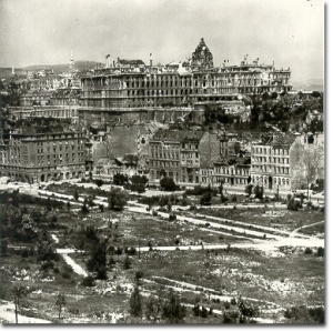 A view of Buda Castle from the slopes of Gellert Hill