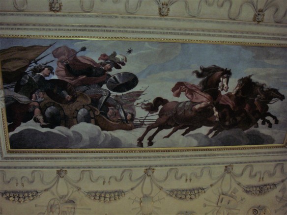 Fresco depicting Wallenstein as Mars, the God of war - Riding in a chariot pulled by four horses